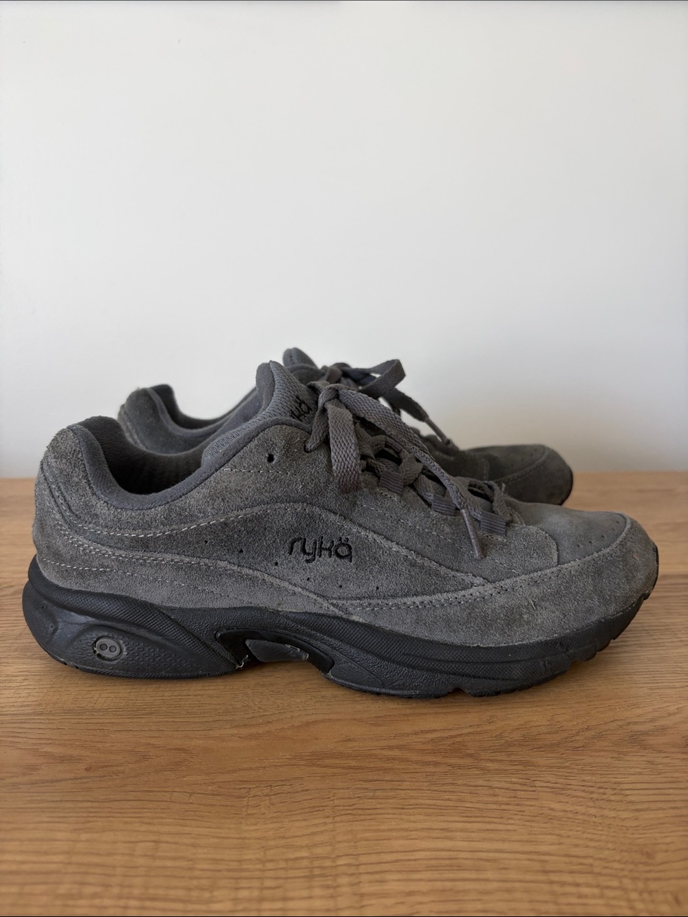 Ryka - Gray Suede Lace-Up Walking Sneakers